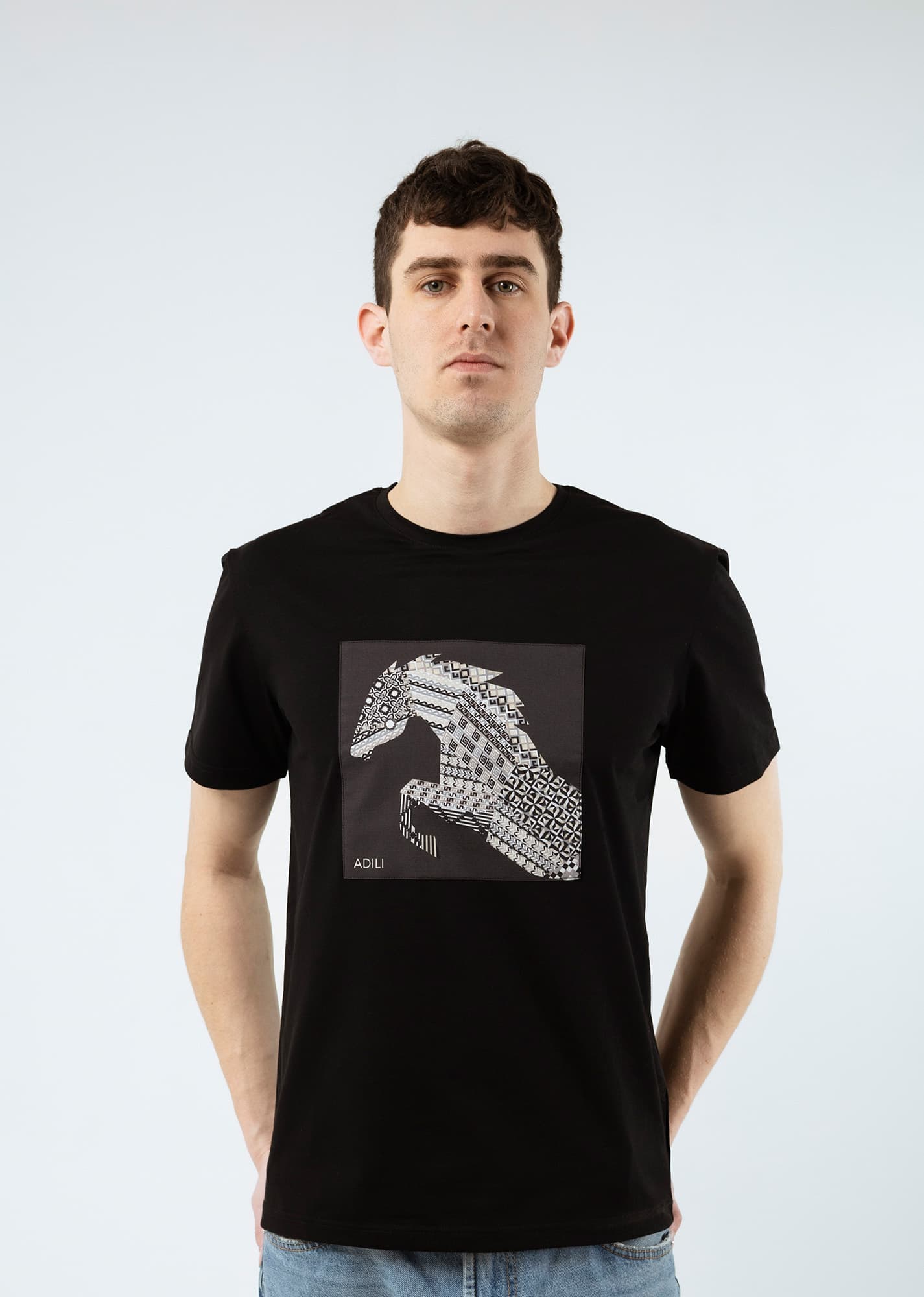 Футболка мужская черная M (принт 90-04) ADILI