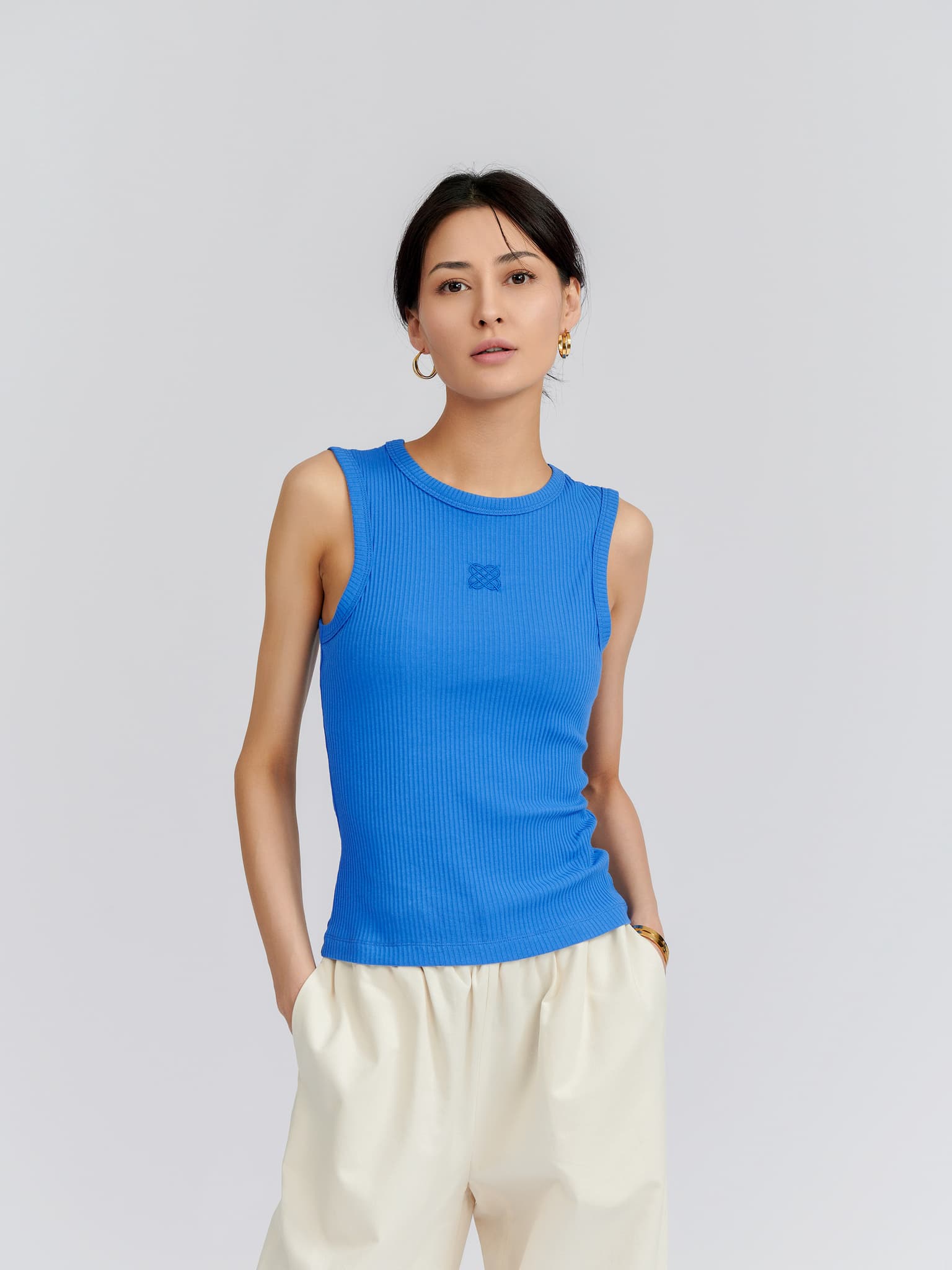 Топ с вышивкой, м.2560, синий