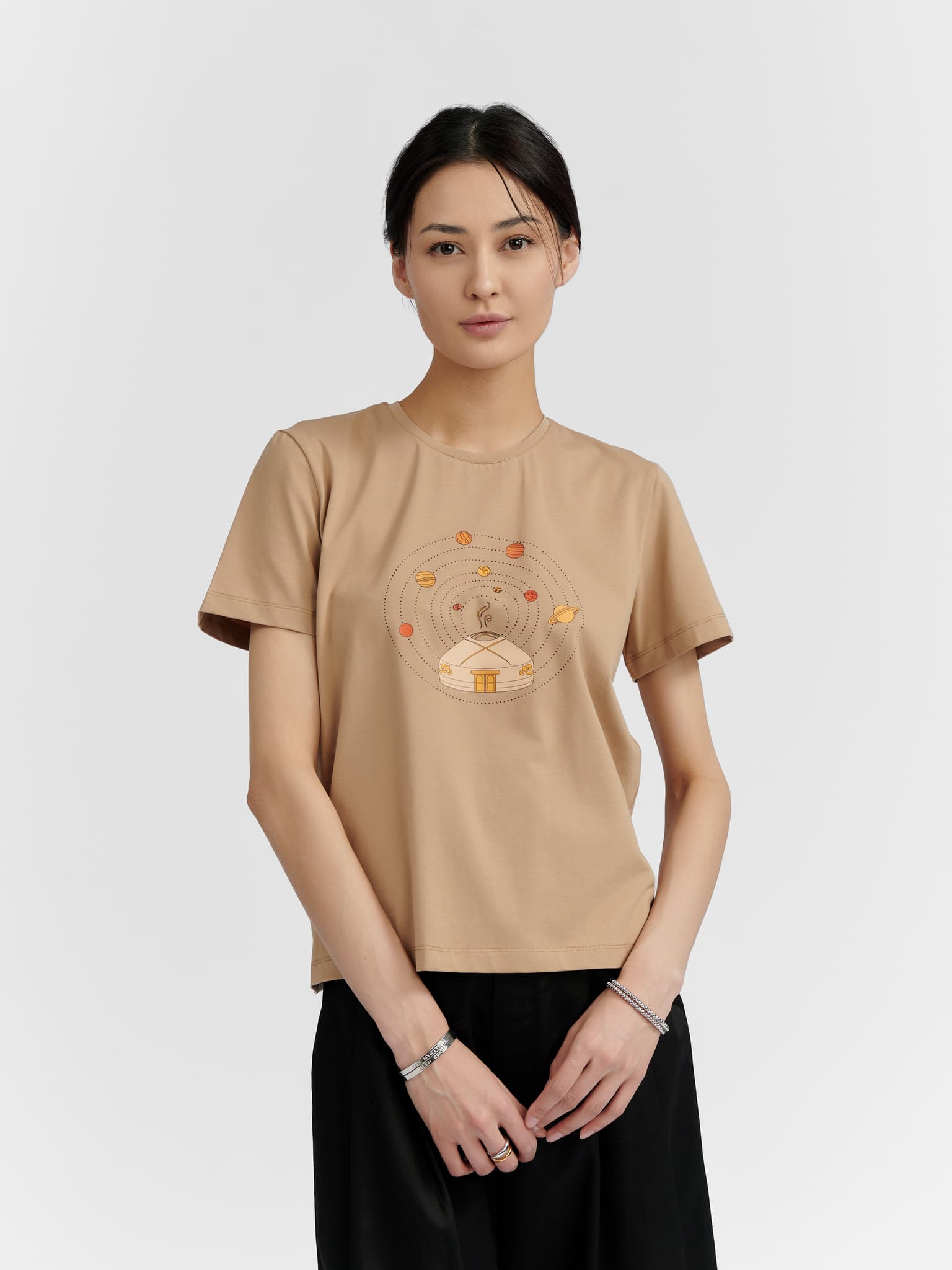 Футболка "Киіз үй - Юрта" 472-02, бежевая